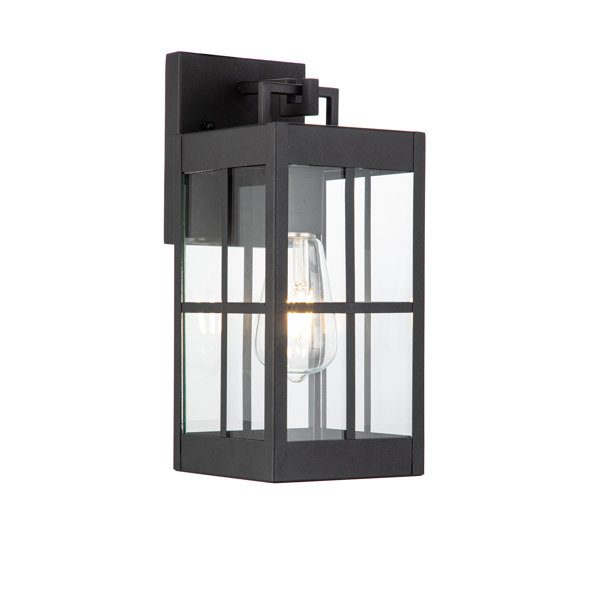 Ebern Designs Amara Transitional Outdoor Wall sconces 13in Clear Glass